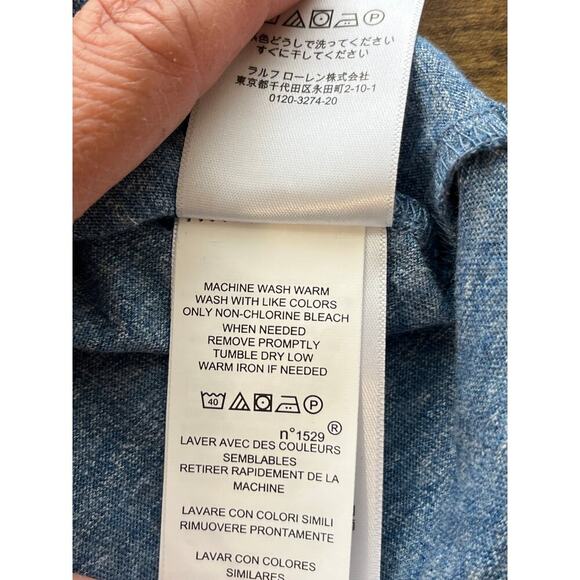 Polo Ralph Lauren Mens L Blue-Heather Long Sleeves Custom Slim Fit Preppy Shirt - Picture 10 of 11